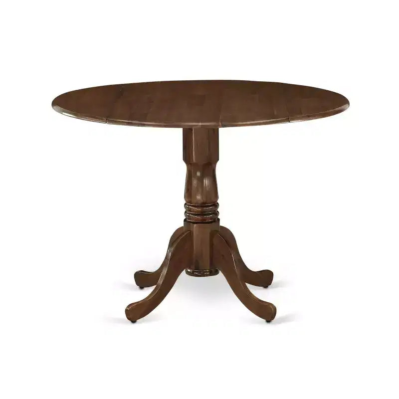 Set da 3 pezzi per sala da pranzo con tavolo rotondo imbottito in legno massello finitura noce antico - 4 posti