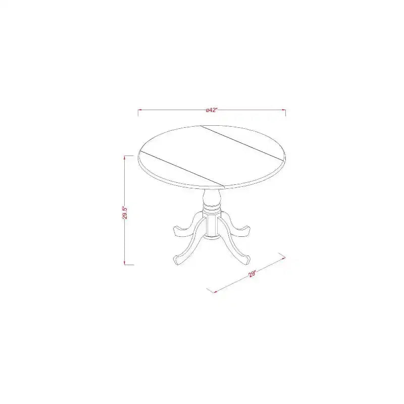 Set da 3 pezzi per sala da pranzo con tavolo rotondo imbottito in legno massello finitura noce antico - 4 posti