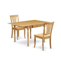 HomeStock 3-Piece Natural Brown Oak Finish Solid Wood Top With Dropleaf Dining Table Set for Small Spaces
