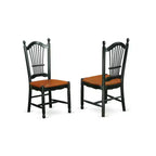 HomeStock Set da Pranzo 3 Pezzi Tavolo Rotondo con Piano in Legno Massello Finitura Nera e Ciliegio