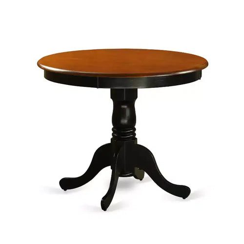 5-Piece Round Black Finish Solid Wood Top Dining table with 4 Chairs with