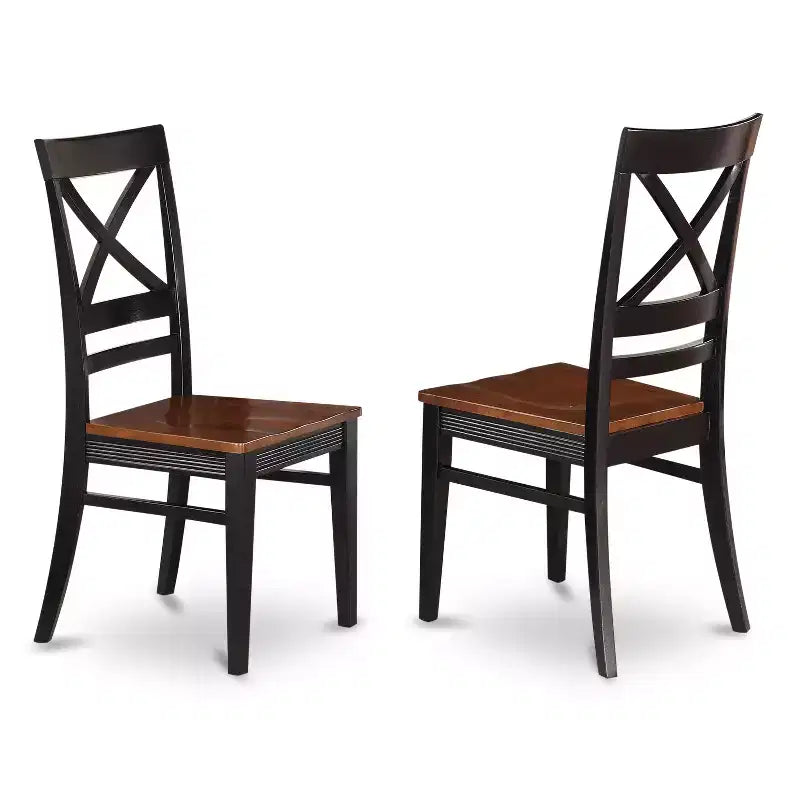 Set da pranzo 5 pezzi in legno massello con tavolo rotondo nero e 4 sedie con