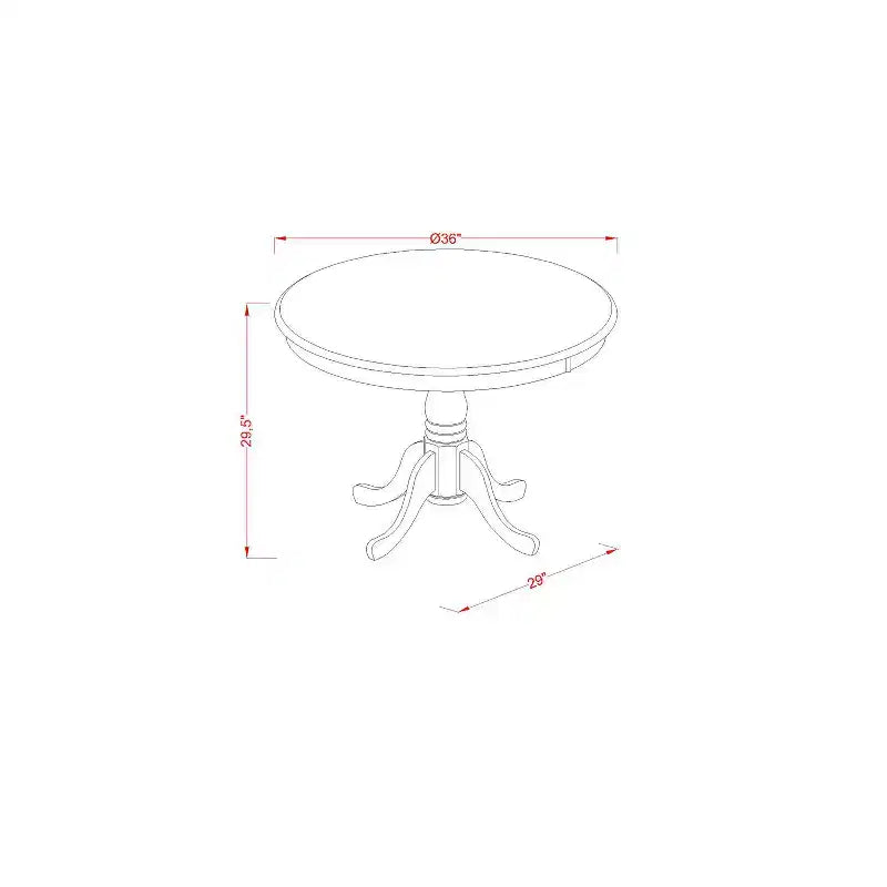 Set da pranzo 5 pezzi in legno massello con tavolo rotondo nero e 4 sedie con