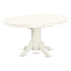 HomeStock Tavolo da Pranzo a 5 Pezzi Ovale con Finitura Lino Bianco, Piano in Legno Massello e 4 Sedie Parson con Prolunga a Farfalla
