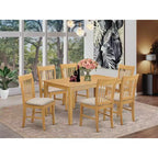 HomeStock Tavolo da Pranzo Rettangolare a 7 Pezzi con Piano in Legno Massello Finitura Rovere Naturale e 6 Sedie