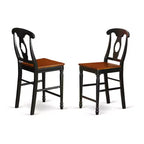 HomeStock Set da pranzo da 3 pezzi con tavolo rotondo con finitura nera in legno massello e 2 sedie