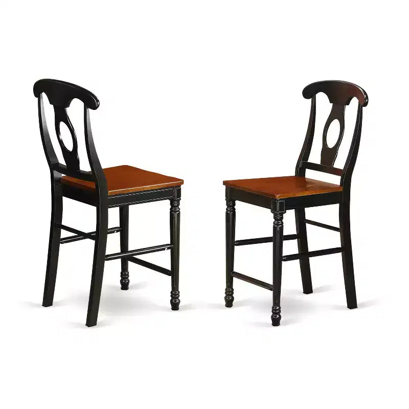 HomeStock Set da pranzo da 3 pezzi con tavolo rotondo con finitura nera in legno massello e 2 sedie