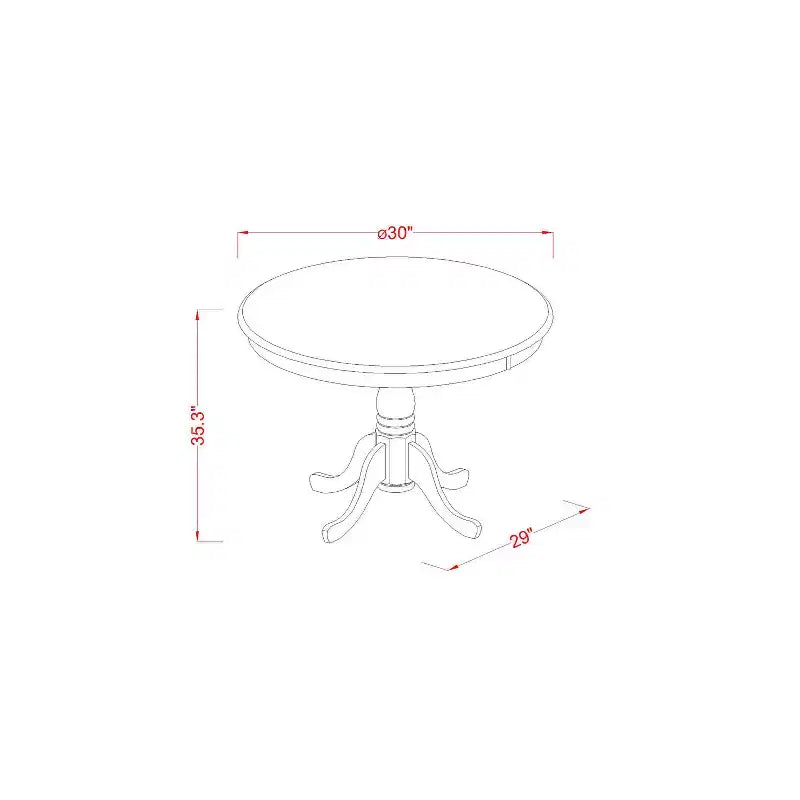 HomeStock Set da pranzo da 3 pezzi con tavolo rotondo con finitura nera in legno massello e 2 sedie