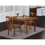 HomeStock Set da pranzo 3 pezzi con piano in legno massello finitura marrone sella