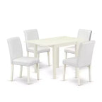5-Piece Linen White Finish Solid Wood Top - Dining Room Set (Seats-4)