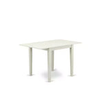 Set da pranzo in legno massello con top bianco lino, 5 pezzi (4 posti)