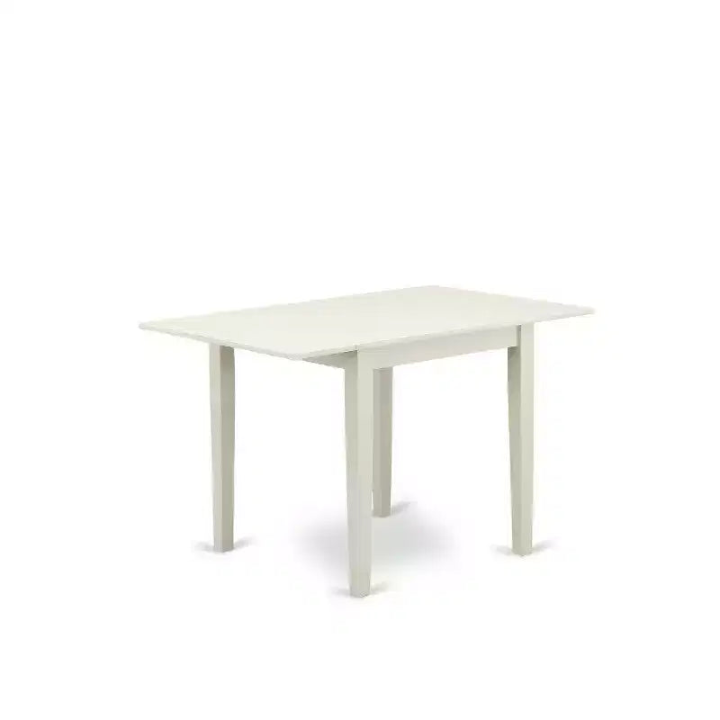 Set da pranzo in legno massello con top bianco lino, 5 pezzi (4 posti)