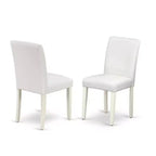 Set da pranzo in legno massello con top bianco lino, 5 pezzi (4 posti)