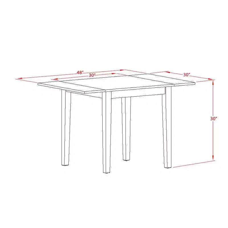 Set da pranzo in legno massello con top bianco lino, 5 pezzi (4 posti)
