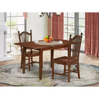 Set da pranzo rustico per cucina - Set tavolo e 2 sedie, 81x137 cm, finitura mogano