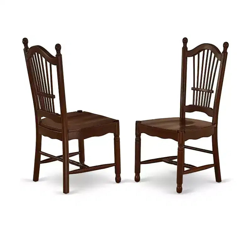Set da pranzo rustico per cucina - Set tavolo e 2 sedie, 81x137 cm, finitura mogano