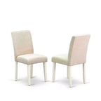 Set Tavolo da Cucina Quadrato con Sedie - Tavolo da Pranzo da 36 Pollici e 2 Sedie Parson - Gambe Bianche Lino, Tessuto Beige Chiaro