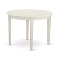 3-Piece Linen White Finish Round Solid Wood Top Dining Table Set