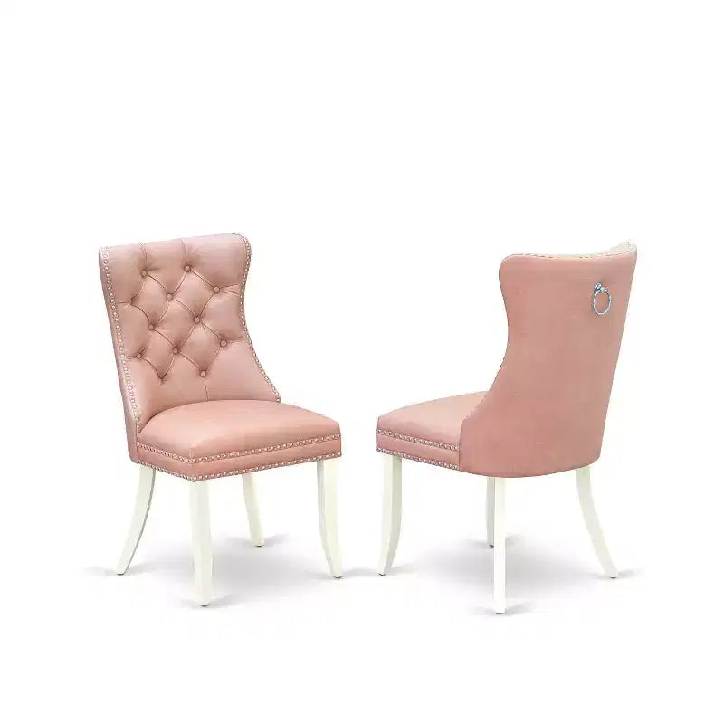 Set da pranzo da 3 pezzi con tavolo rotondo in legno massello finitura lino bianco