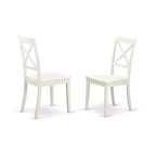 HomeStock Set tavolo da pranzo 5 pezzi in legno massello con finitura in lino bianco e 4 sedie