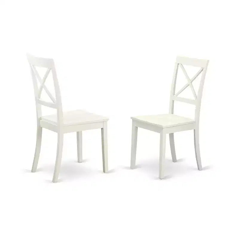 HomeStock Set tavolo da pranzo 5 pezzi in legno massello con finitura in lino bianco e 4 sedie