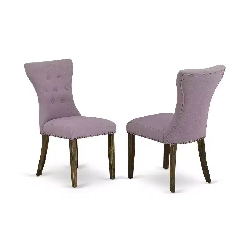 HomeStock Set tavolo da pranzo rettangolare a 7 pezzi in legno massello con finitura Jacobean anticata e 6 sedie Parson