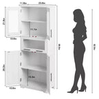 Armadietto da Bagno Alto 67 Pollici con 4 Ante e Cassetto a Ribalta in Vetro, Mobile Contenitore con Ripiani Regolabili, Organizer Autoportante per Cucina, Dispensa, Soggiorno