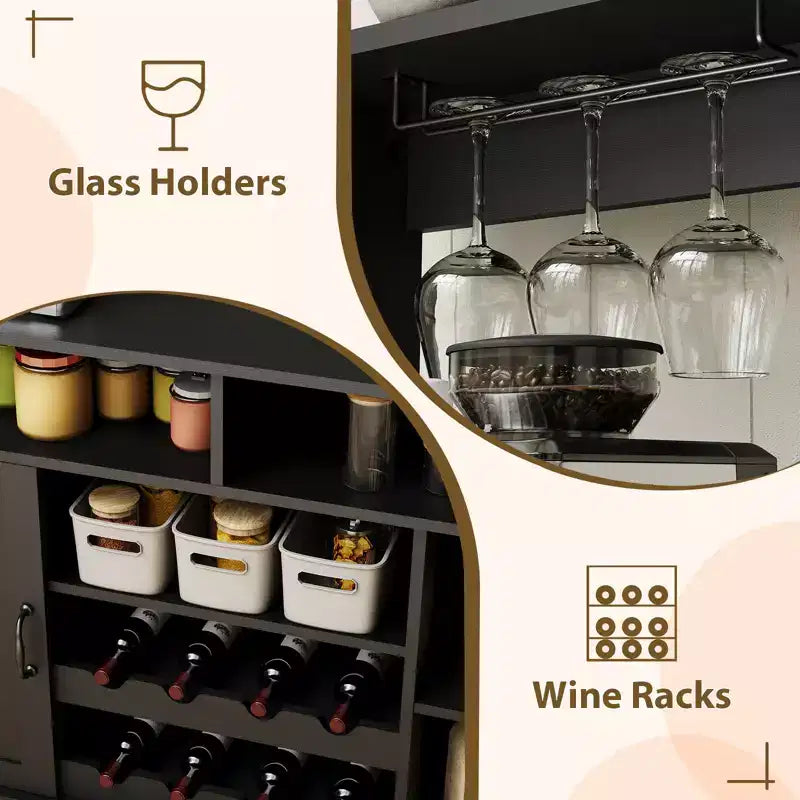 Mobile Cantinetta in MDF, Costruzione Robusta, Adatta a Soggiorni e Sale da Pranzo con Portabicchieri