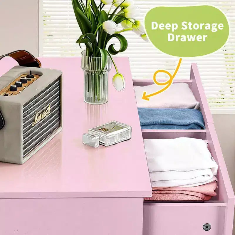 Karl Home Cassettiera Grande a 6 Cassetti per Camera da Letto e Cassettiera con Robusta Struttura in Legno Organizzatore per Armadio in Rosa