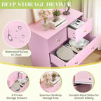 Karl Home Cassettiera Grande a 6 Cassetti per Camera da Letto e Cassettiera con Robusta Struttura in Legno Organizzatore per Armadio in Rosa