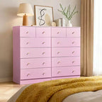 Karl Home Cassettiera Grande a 6 Cassetti per Camera da Letto e Cassettiera con Robusta Struttura in Legno Organizzatore per Armadio in Rosa