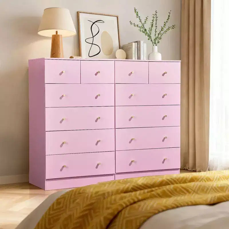 Karl Home Cassettiera Grande a 6 Cassetti per Camera da Letto e Cassettiera con Robusta Struttura in Legno Organizzatore per Armadio in Rosa