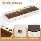 GO 47 Mensola sospesa con cassetto, tavolo da trucco multiuso a parete, scrivania a parete, tavolo sospeso per camera da letto, bagno, bianco e oro