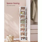 Scarpiera Verticale a 9 Livelli, Organizzatore di Scarpe Stretto con Ganci, Scarpiera da Angolo Sottile, per Ingresso, Camera da Letto, Bianco