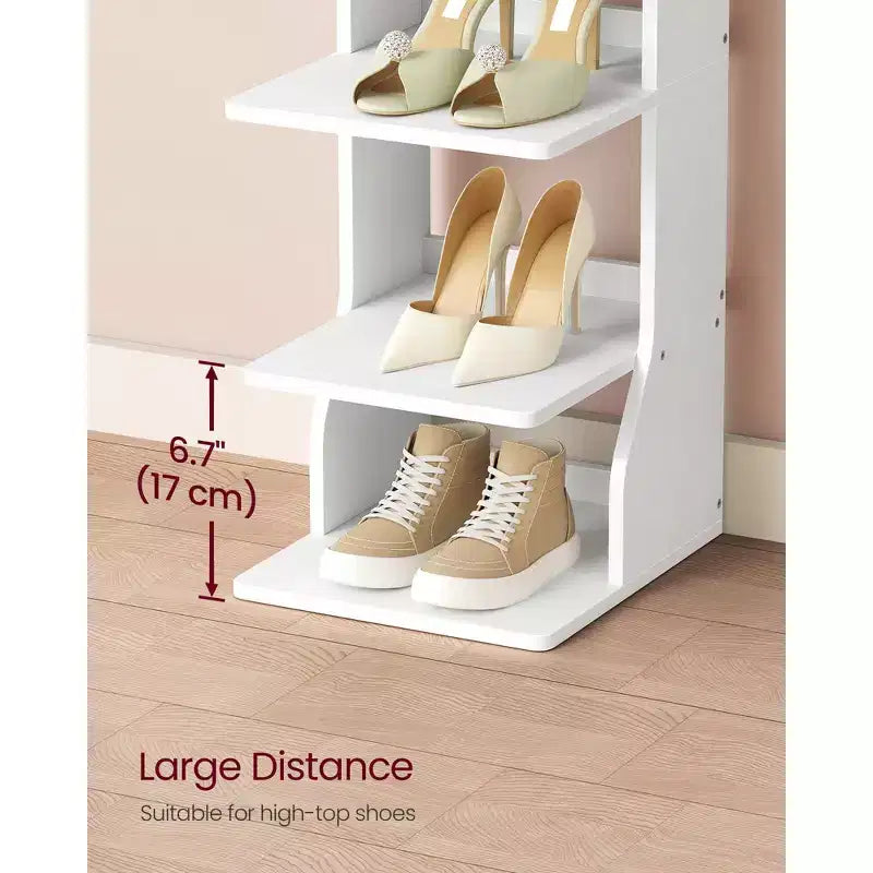 Scarpiera Verticale a 9 Livelli, Organizzatore di Scarpe Stretto con Ganci, Scarpiera da Angolo Sottile, per Ingresso, Camera da Letto, Bianco