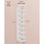 Scarpiera Verticale a 9 Livelli, Organizzatore di Scarpe Stretto con Ganci, Scarpiera da Angolo Sottile, per Ingresso, Camera da Letto, Bianco