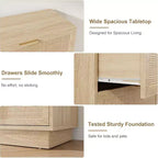 COZONY Cassettiera Verticale Stretta a 5 Cassetti, in MDF e Truciolato con Design in Rattan Intrecciato, per Camera da Letto e Soggiorno