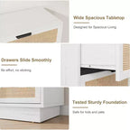 COZONY Cassettiera Verticale Stretta a 5 Cassetti, in MDF e Truciolato con Design in Rattan Intrecciato, per Camera da Letto e Soggiorno