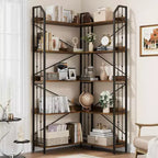 Scaffale angolare 72 Libreria a forma di L, Scaffali angolari Libreria industriale 5 ripiani a forma di L, Grandi librerie con design a perline