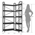 Scaffale angolare 72 Libreria a forma di L, Scaffali angolari Libreria industriale 5 ripiani a forma di L, Grandi librerie con design a perline