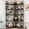 Corner Bookshelf 72 L Shaped Bookcase, Corner Bookshelves Industrial Bookcase 5 Tier L-Shape Bookshelf, Large Bookcases with Beaded Design
