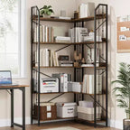 Scaffale angolare 72 Libreria a forma di L, Scaffali angolari Libreria industriale 5 ripiani a forma di L, Grandi librerie con design a perline