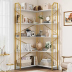 Scaffale angolare 72 Libreria a forma di L, Scaffali angolari Libreria industriale 5 ripiani a forma di L, Grandi librerie con design a perline