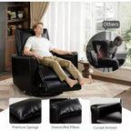 Poltrona Reclinabile Girevole a Dondolo, Supporto Lombare e Braccioli Imbottiti, Comoda Poltrona Relax, per Soggiorno, Camera da Letre
