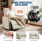Poltrona Reclinabile Girevole a Dondolo, Supporto Lombare e Braccioli Imbottiti, Comoda Poltrona Relax, per Soggiorno, Camera da Letre
