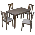 CLIHOME Set da pranzo moderno 5 pezzi, tavolo da pranzo rettangolare in legno con 4 sedie imbottite per cucina, sala da pranzo