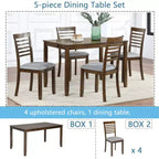 CLIHOME Set da pranzo moderno 5 pezzi, tavolo da pranzo rettangolare in legno con 4 sedie imbottite per cucina, sala da pranzo