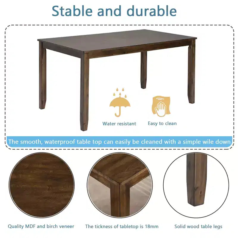 CLIHOME Set da pranzo moderno 5 pezzi, tavolo da pranzo rettangolare in legno con 4 sedie imbottite per cucina, sala da pranzo
