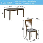 CLIHOME Set da pranzo moderno 5 pezzi, tavolo da pranzo rettangolare in legno con 4 sedie imbottite per cucina, sala da pranzo
