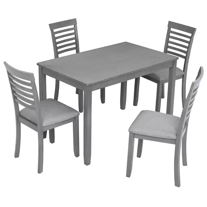 CLIHOME Set da pranzo moderno 5 pezzi, tavolo da pranzo rettangolare in legno con 4 sedie imbottite per cucina, sala da pranzo